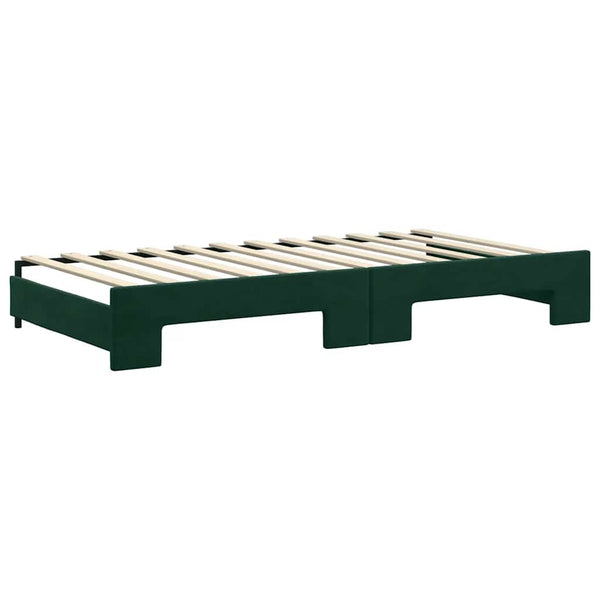 Ausziehbares Tagesbett Dunkelgrün Samt 100x200 cm