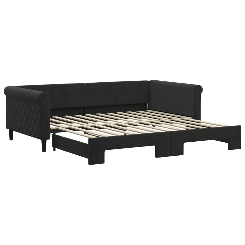 Ausziehbares Tagesbett Schwarz Samt 100x200 cm