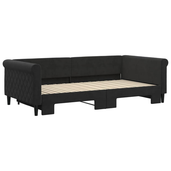 Ausziehbares Tagesbett Schwarz Samt 100x200 cm