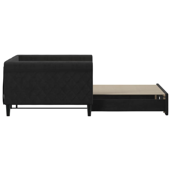 Ausziehbares Tagesbett Schwarz Samt 100x200 cm
