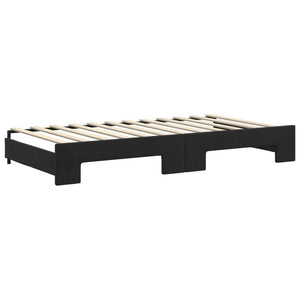 Ausziehbares Tagesbett Schwarz Samt 100x200 cm