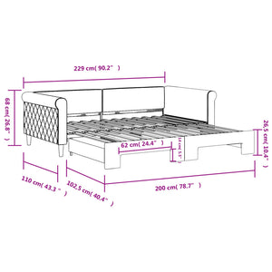 Ausziehbares Tagesbett Schwarz Samt 100x200 cm