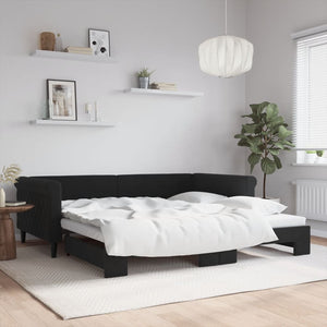 Ausziehbares Tagesbett Schwarz Samt 100x200 cm