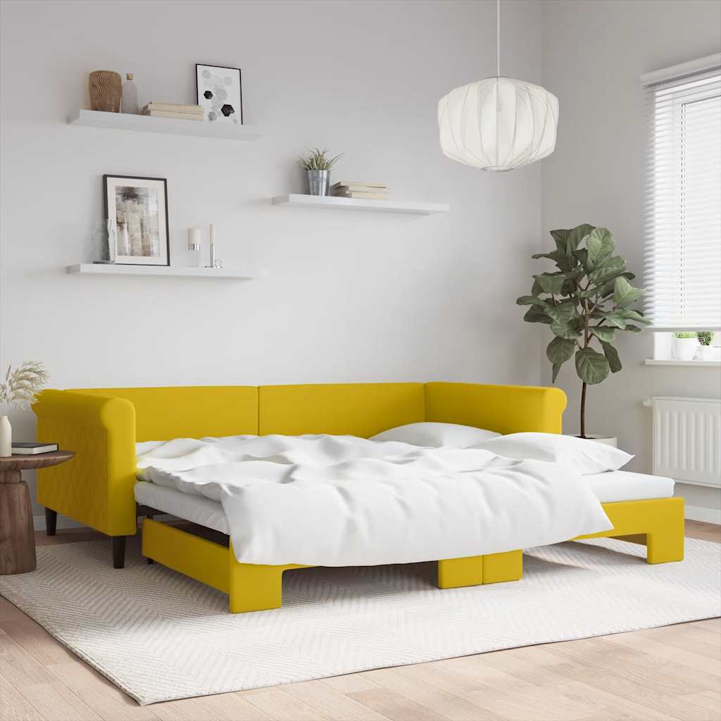 Gelbes Ausziehbares Tagesbett Samt 100x200 cm