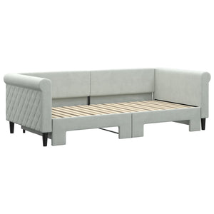 Ausziehbares Tagesbett Hellgrau Samt 90x190 cm