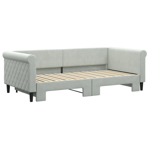 Ausziehbares Tagesbett Hellgrau Samt 90x190 cm
