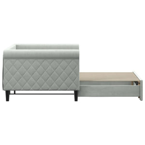 Ausziehbares Tagesbett Hellgrau Samt 90x190 cm