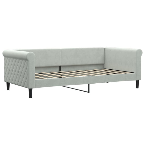 Ausziehbares Tagesbett Hellgrau Samt 90x190 cm