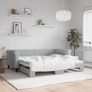Ausziehbares Tagesbett Hellgrau Samt 90x190 cm