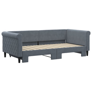 Ausziehbares Tagesbett Dunkelgrau 90x190 cm Samt