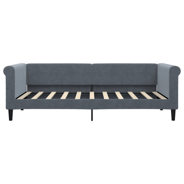 Ausziehbares Tagesbett Dunkelgrau 90x190 cm Samt