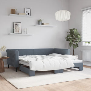 Ausziehbares Tagesbett Dunkelgrau 90x190 cm Samt