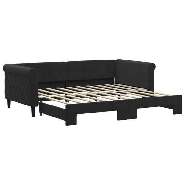Ausziehbares Tagesbett Schwarz Samt 90x190 cm
