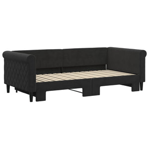 Ausziehbares Tagesbett Schwarz Samt 90x190 cm
