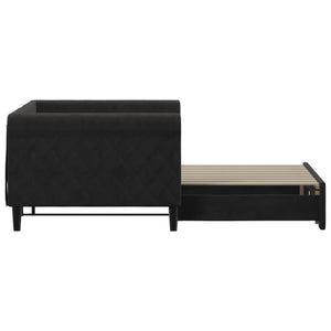 Ausziehbares Tagesbett Schwarz Samt 90x190 cm