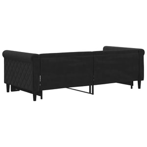 Ausziehbares Tagesbett Schwarz Samt 90x190 cm