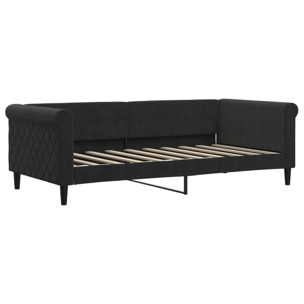 Ausziehbares Tagesbett Schwarz Samt 90x190 cm