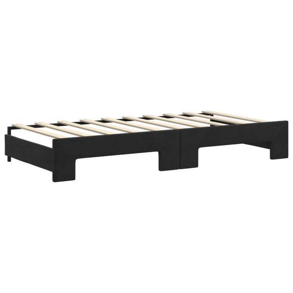 Ausziehbares Tagesbett Schwarz Samt 90x190 cm