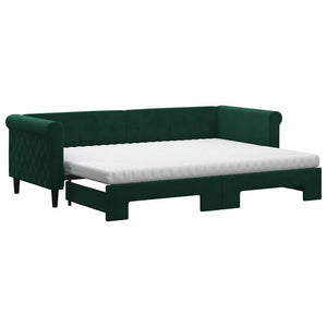 Ausziehbares Tagesbett mit Matratzen Dunkelgrün Samt 80x200 cm