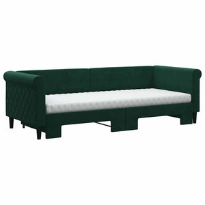 Ausziehbares Tagesbett mit Matratzen Dunkelgrün Samt 80x200 cm