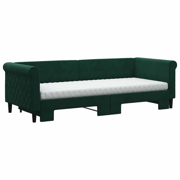 Ausziehbares Tagesbett mit Matratzen Dunkelgrün Samt 80x200 cm