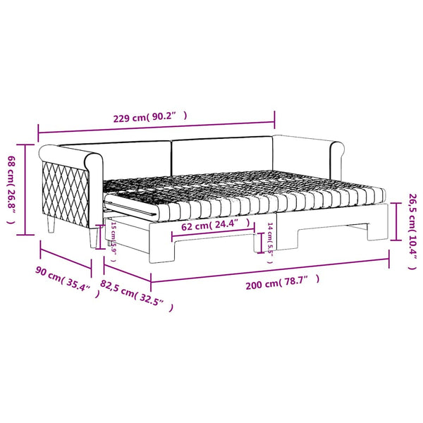 Ausziehbares Tagesbett mit Matratzen Schwarz 80x200 cm Samt
