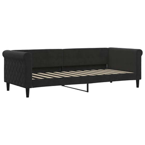 Ausziehbares Tagesbett mit Matratzen Schwarz 80x200 cm Samt