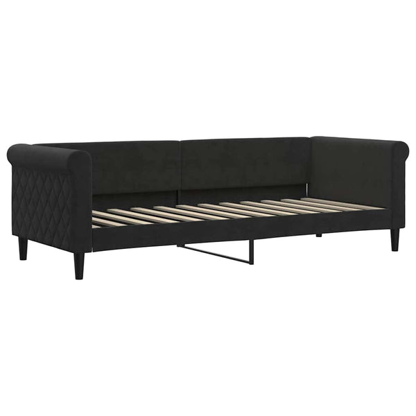Ausziehbares Tagesbett mit Matratzen Schwarz 80x200 cm Samt