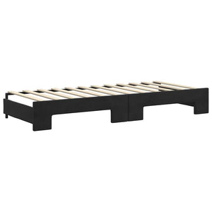 Ausziehbares Tagesbett mit Matratzen Schwarz 80x200 cm Samt