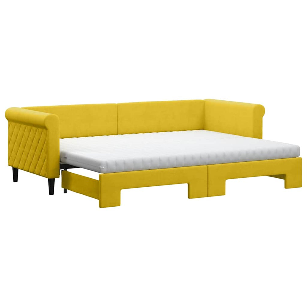 Ausziehbares Tagesbett Gelb Samt 80x200 cm mit Matratzen