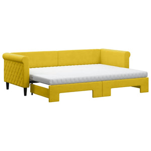 Ausziehbares Tagesbett Gelb Samt 80x200 cm mit Matratzen