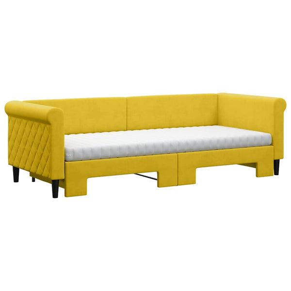 Ausziehbares Tagesbett Gelb Samt 80x200 cm mit Matratzen