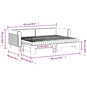 Ausziehbares Tagesbett Gelb Samt 80x200 cm mit Matratzen