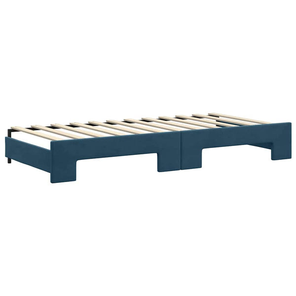 Ausziehbares Tagesbett mit Matratzen Blau 90x200 cm Samt