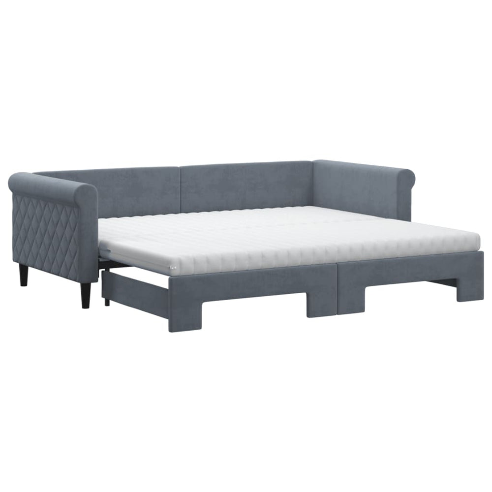 Ausziehbares Tagesbett mit Matratzen Dunkelgrau 90x200 cm