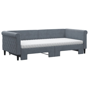 Ausziehbares Tagesbett mit Matratzen Dunkelgrau 90x200 cm