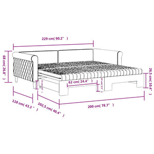 Ausziehbares Tagesbett mit Matratzen Blau Samt 100x200 cm