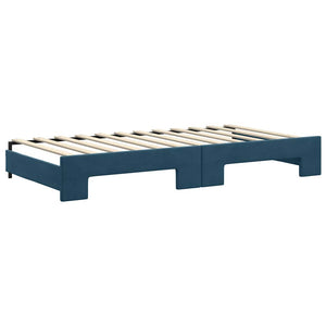 Ausziehbares Tagesbett mit Matratzen Blau Samt 100x200 cm