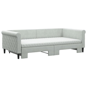 Ausziehbares Tagesbett mit Matratzen Hellgrau Samt 100x200 cm