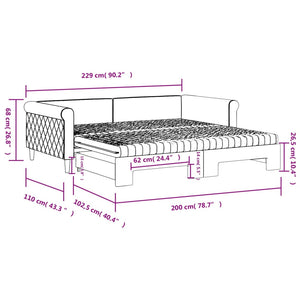 Ausziehbares Tagesbett mit Matratzen Hellgrau Samt 100x200 cm