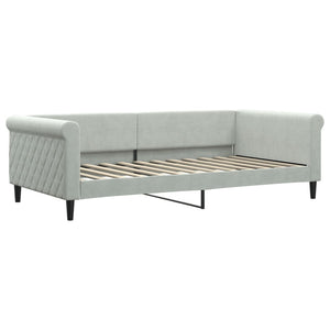 Ausziehbares Tagesbett mit Matratzen Hellgrau Samt 100x200 cm