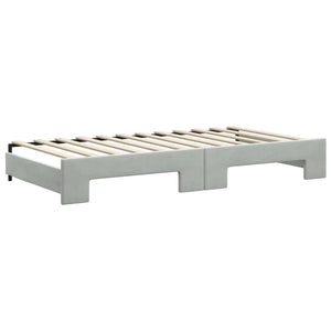 Ausziehbares Tagesbett mit Matratzen Hellgrau Samt 100x200 cm
