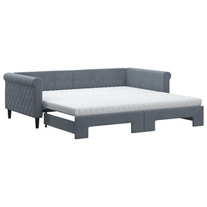 Ausziehbares Tagesbett mit Matratzen Dunkelgrau Samt 100x200 cm