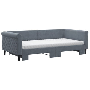 Ausziehbares Tagesbett mit Matratzen Dunkelgrau Samt 100x200 cm