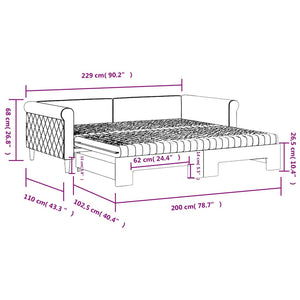 Ausziehbares Tagesbett mit Matratzen Dunkelgrau Samt 100x200 cm