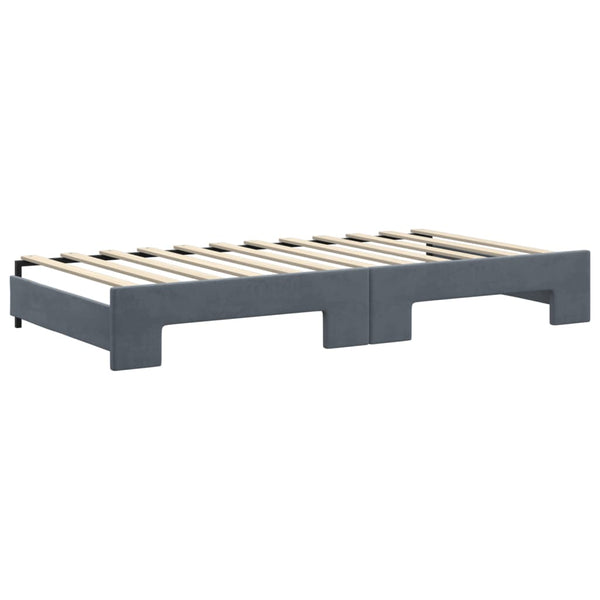Ausziehbares Tagesbett mit Matratzen Dunkelgrau Samt 100x200 cm