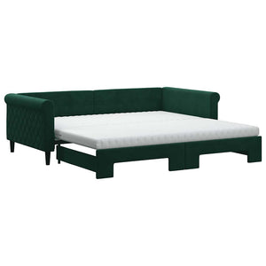 Ausziehbares Tagesbett mit Matratzen Dunkelgrün 100x200 cm