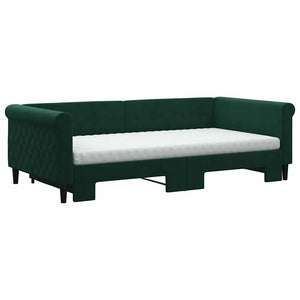 Ausziehbares Tagesbett mit Matratzen Dunkelgrün 100x200 cm