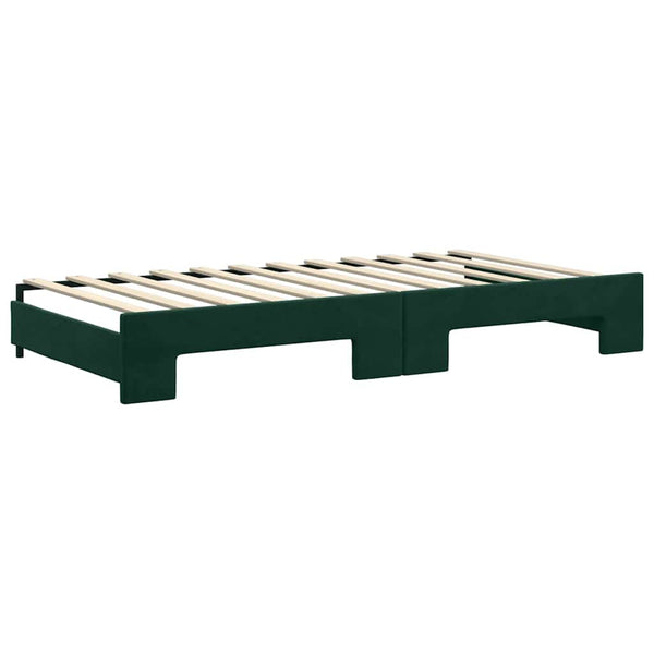 Ausziehbares Tagesbett mit Matratzen Dunkelgrün 100x200 cm