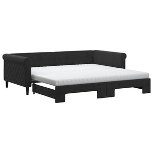 Ausziehbares Tagesbett mit Matratzen, Schwarz, 100x200 cm
